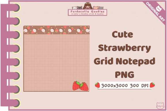 Download Cute Strawberry Grid Notepad PNG - Grid Collection