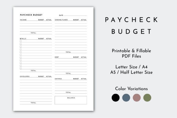 Download Minimalist Paycheck Budget Planner Page - Budget planner Collection