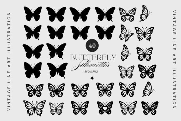 Download 40 Butterflies Silhouette SVG Clipart - Butterflies Collection