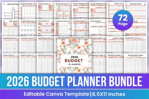 Download 2026 Budget Planner Bundle Canva Kdp - Budget planner Collection