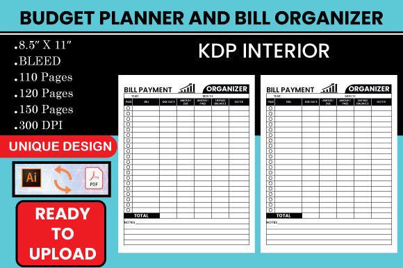 Download Budget Planner and Bill Organizer KDP - Budget planner Collection