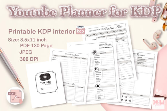 Download YOUTUBE PLANNER PDF KDP INTERIOR - Planner pdf Collection